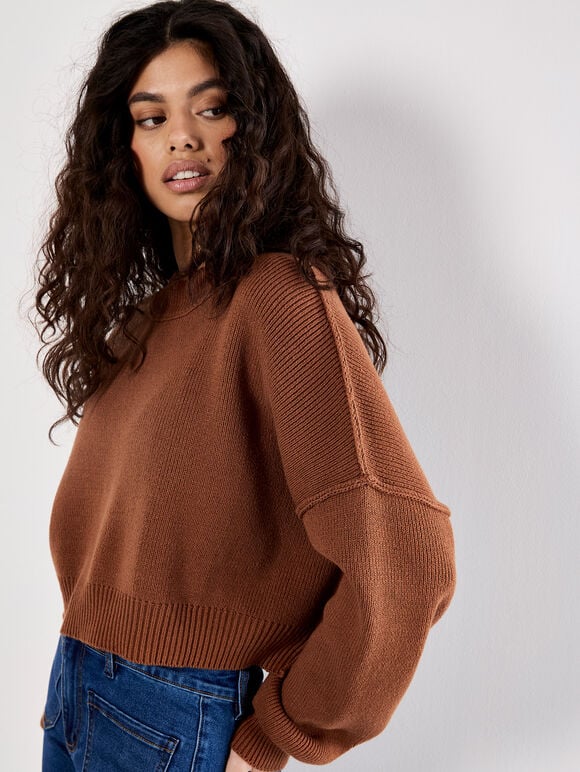 Cropped Drop Shoulder Jumper