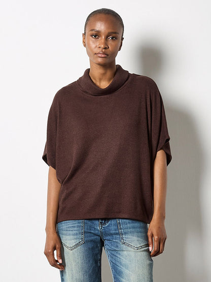 Rolled Neck Rib Cape