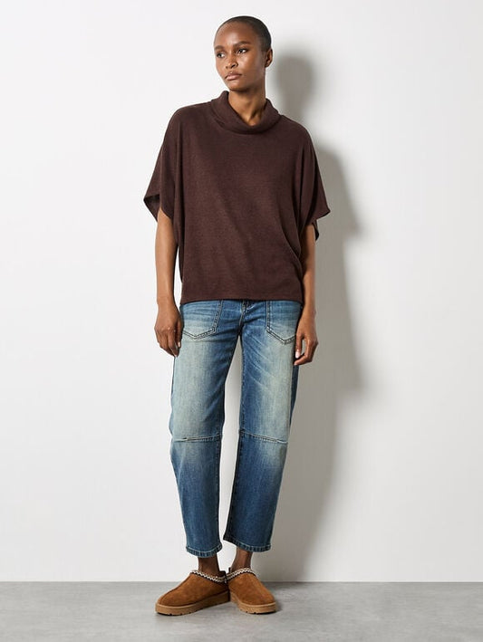 Rolled Neck Rib Cape