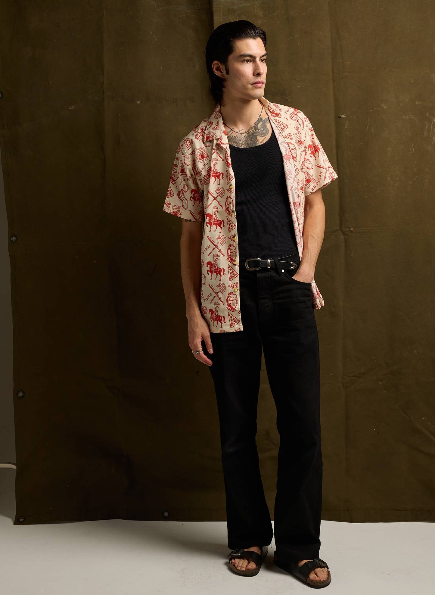 Defend Pizza Button Up