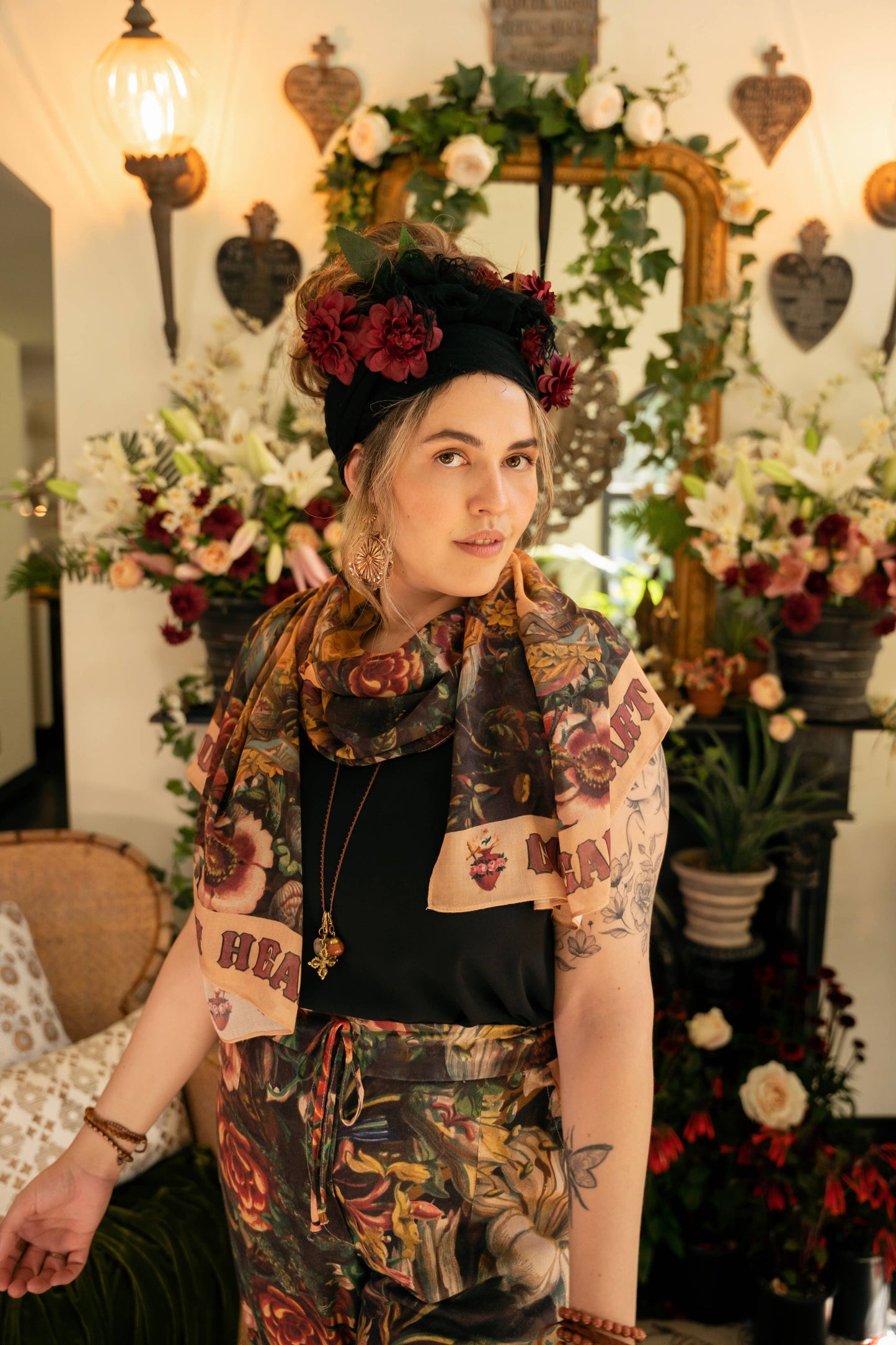 Courage Dear Heart Scarf with Sacred Heart