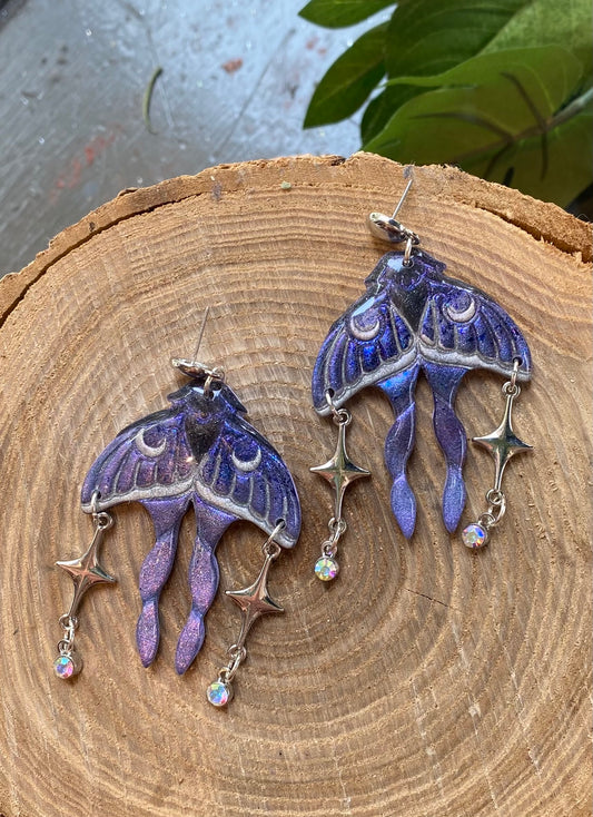 Luna Moth Dangles - Purple *E35