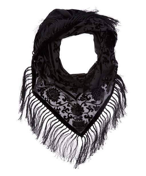 Silk Velvet Shawl - Black
