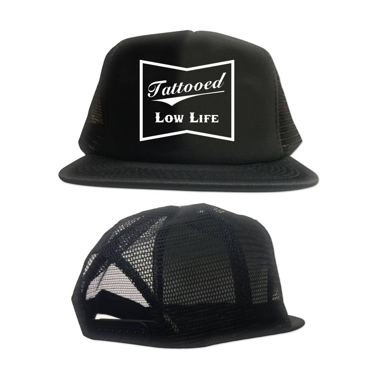 Tattooed Low Life Trucker Hat - Black White / OS