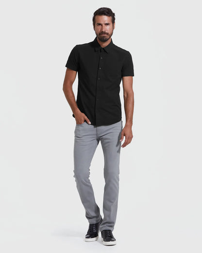 Mens Short Sleeve Button Up Shirt | Commuter | Black