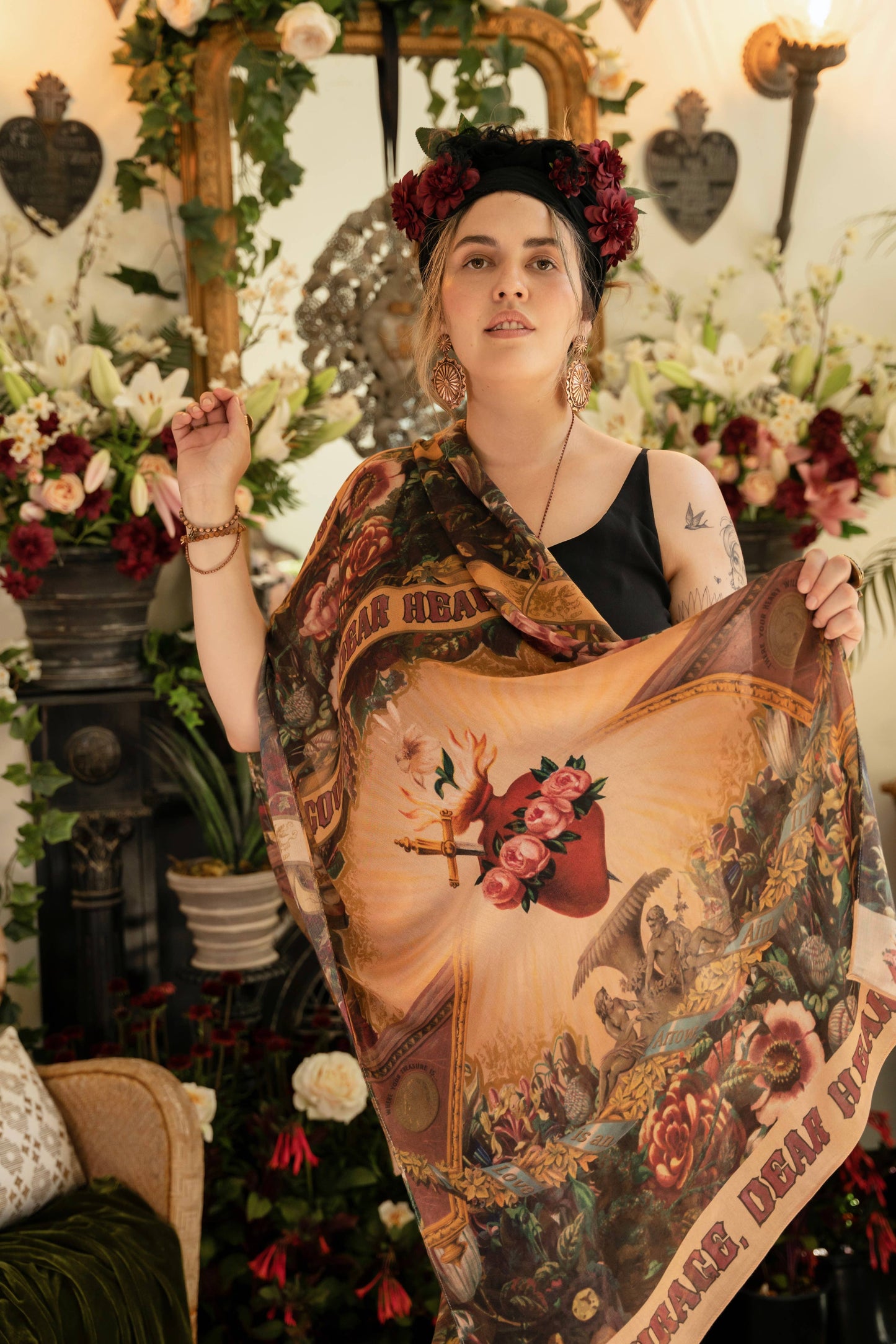 Courage Dear Heart Scarf with Sacred Heart