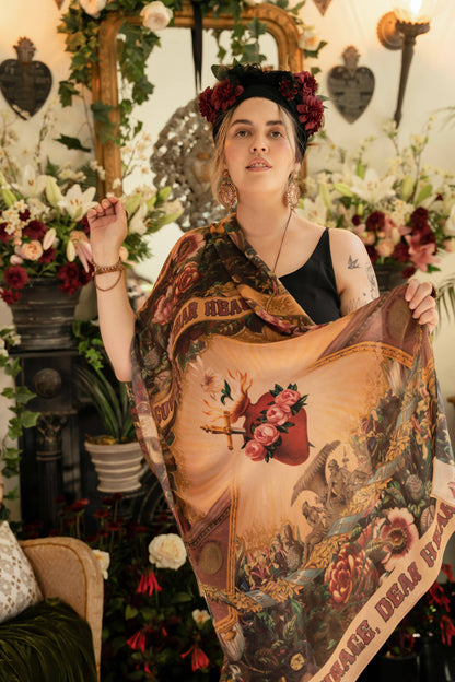 Courage Dear Heart Scarf with Sacred Heart