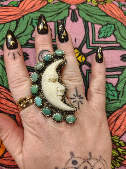 Moon & Turquoise Ring