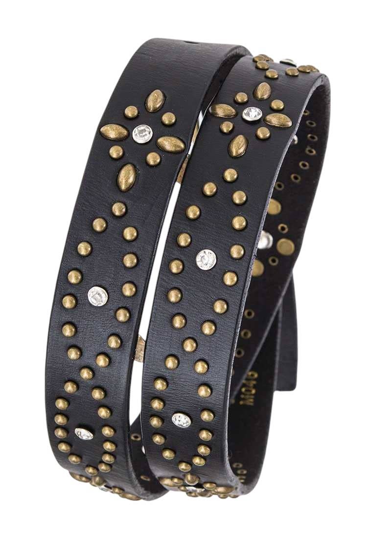 Vintage-Inspired Studded Leather Belt - Multiple Colors