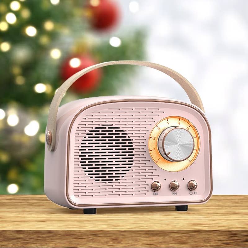 Mini Retro Fm Radio & Bluetooth Multifunction Speak - PINK