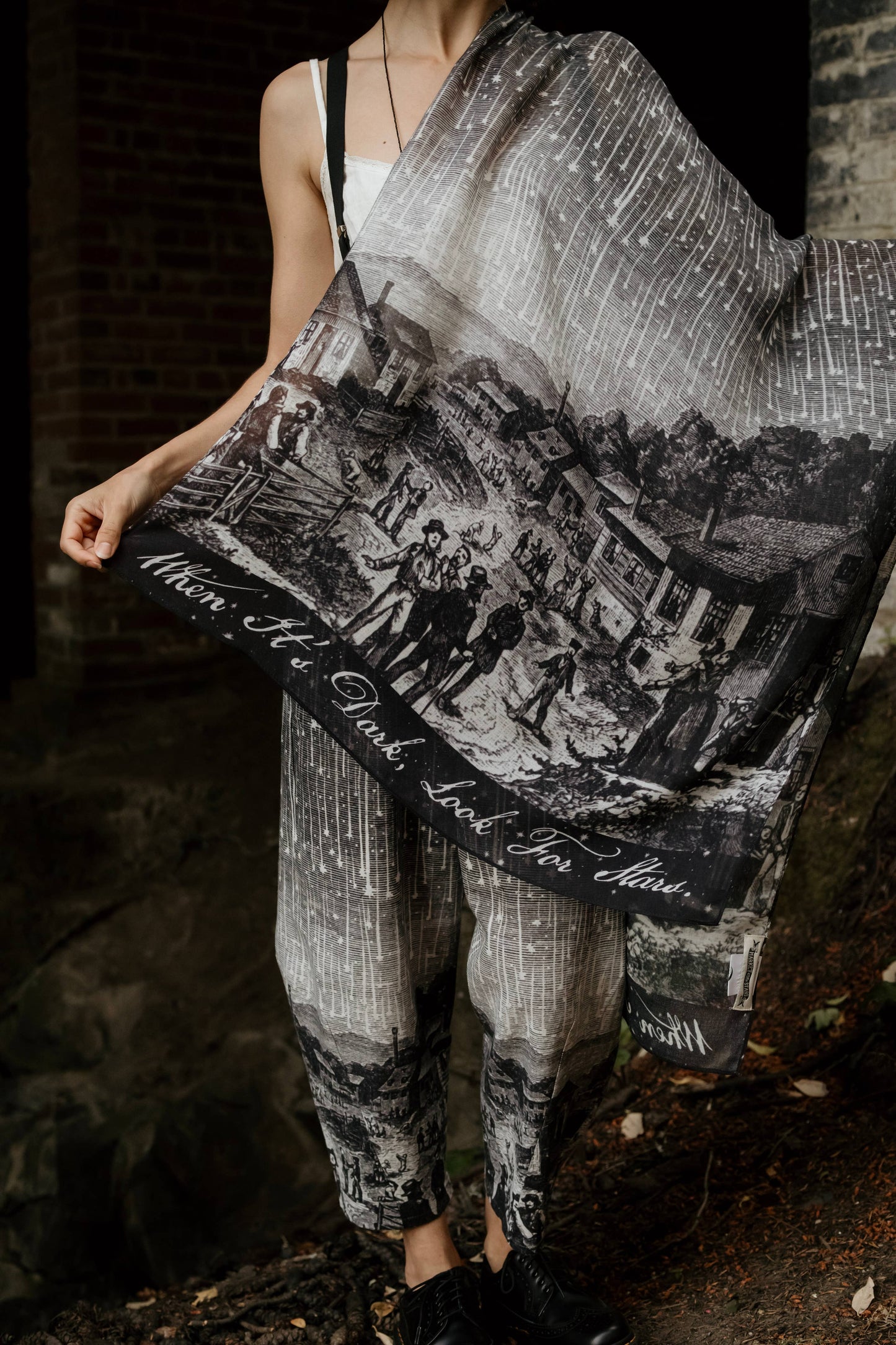 Stargazer Bohemian Scarf with Falling Stars