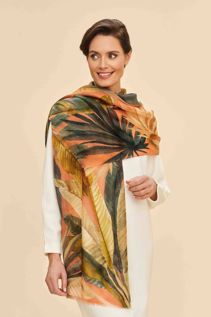 Wool Wrap Painted Palms Scarf