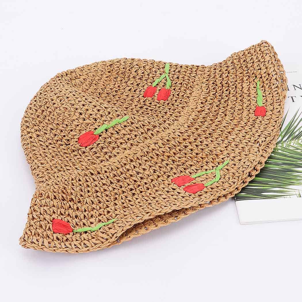 Faux Straw Cherry Hat
