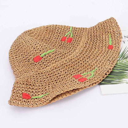Faux Straw Cherry Hat