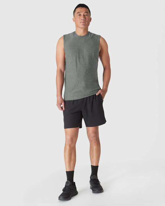 Active Sleeveless Muscle Tank - Heather Forest