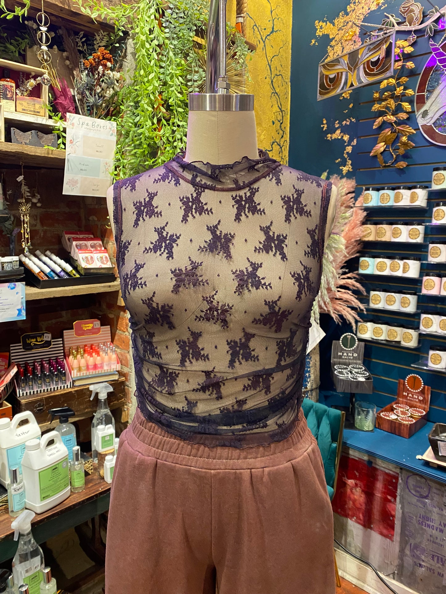 Custom Dyed Lace Muscle Tank - Deep Sea
