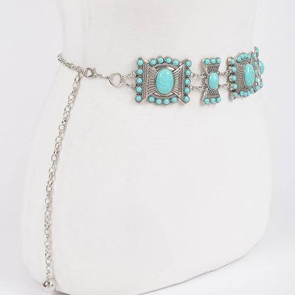 Turquoise Multi Metal Chain Belt  - ATS
