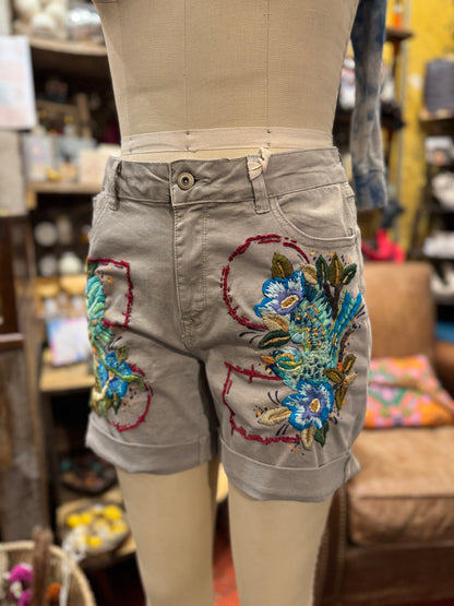 Embroidered Bird & Moth Charlie B Shorts -Debi Samuels*