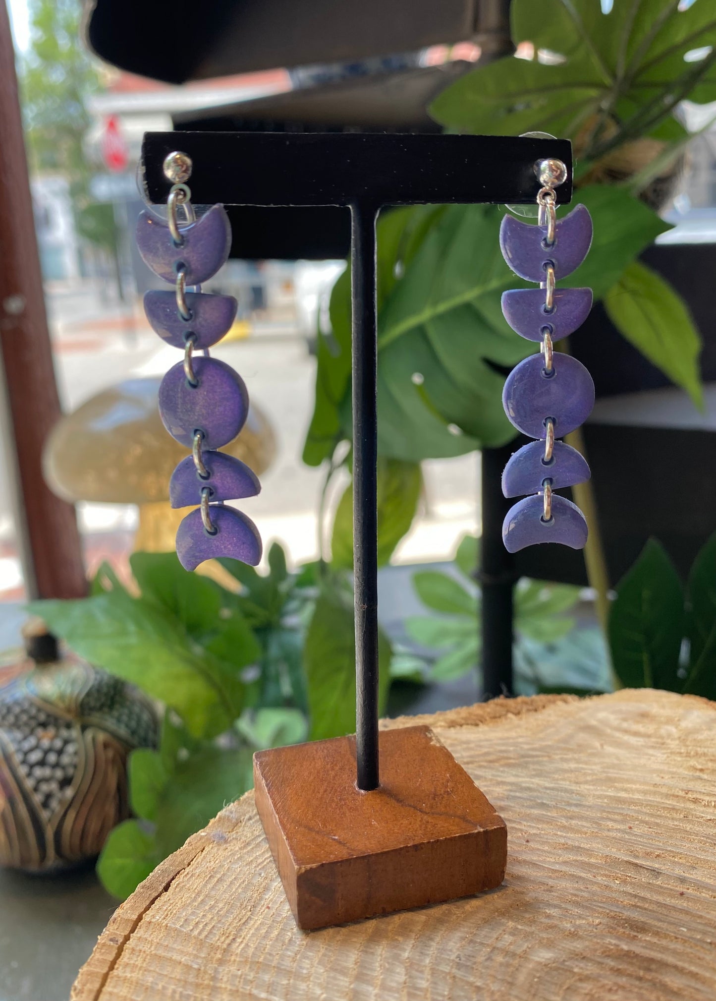 Small Moon Phase Dangles - Lavender Iridescent *E09
