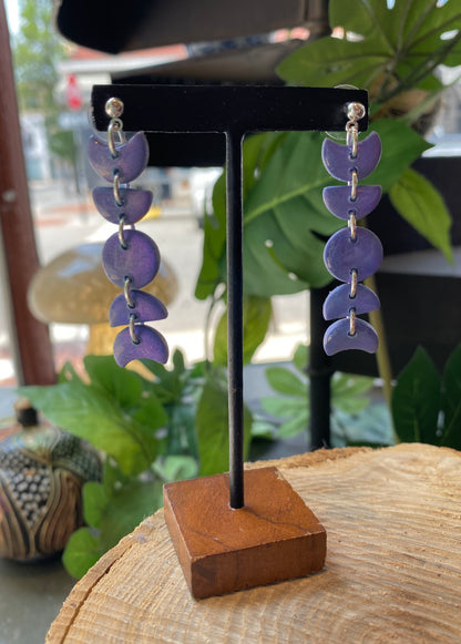 Small Moon Phase Dangles - Lavender Iridescent *E09