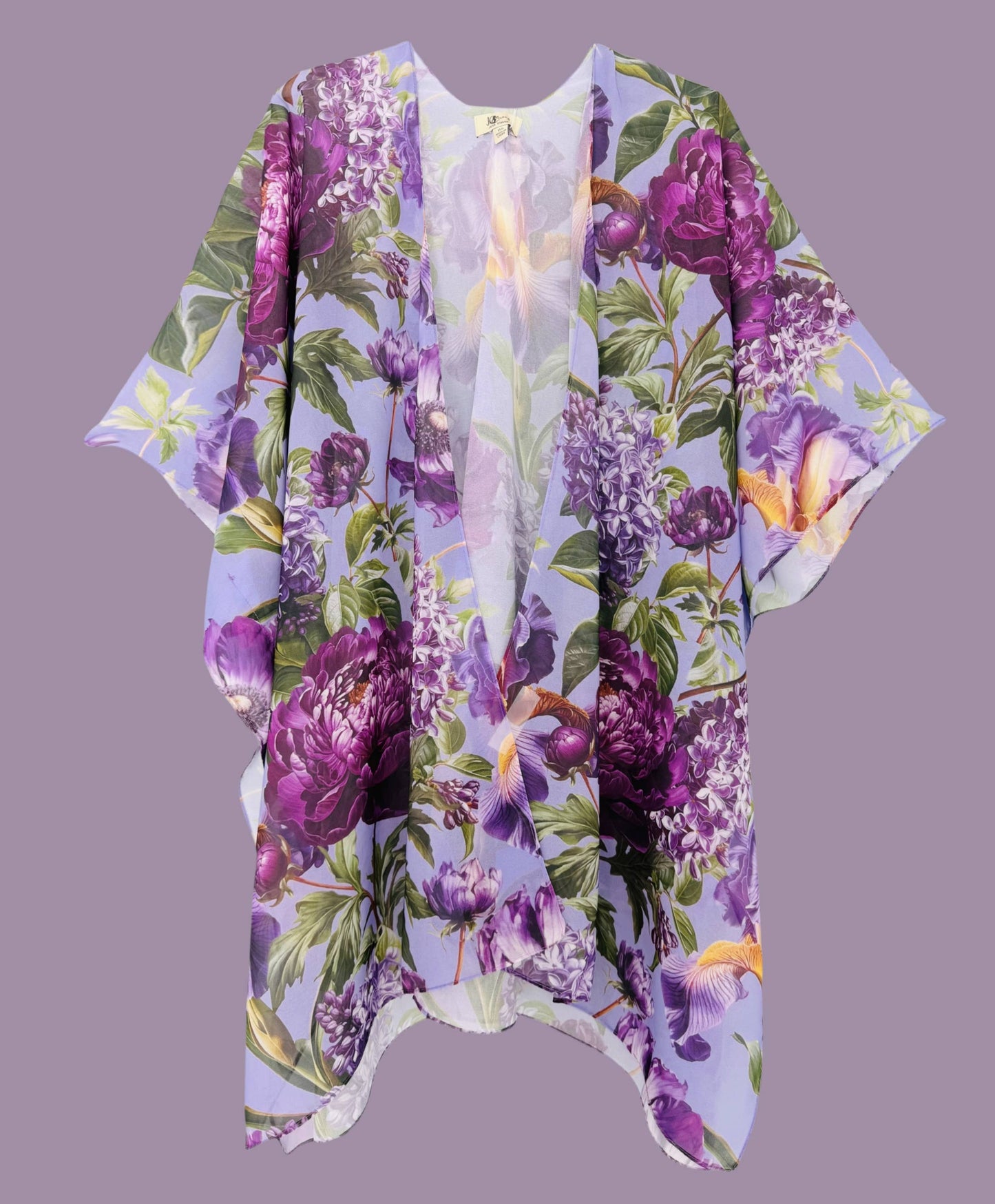 Purple Peony & Iris Kimono/Cover-Up