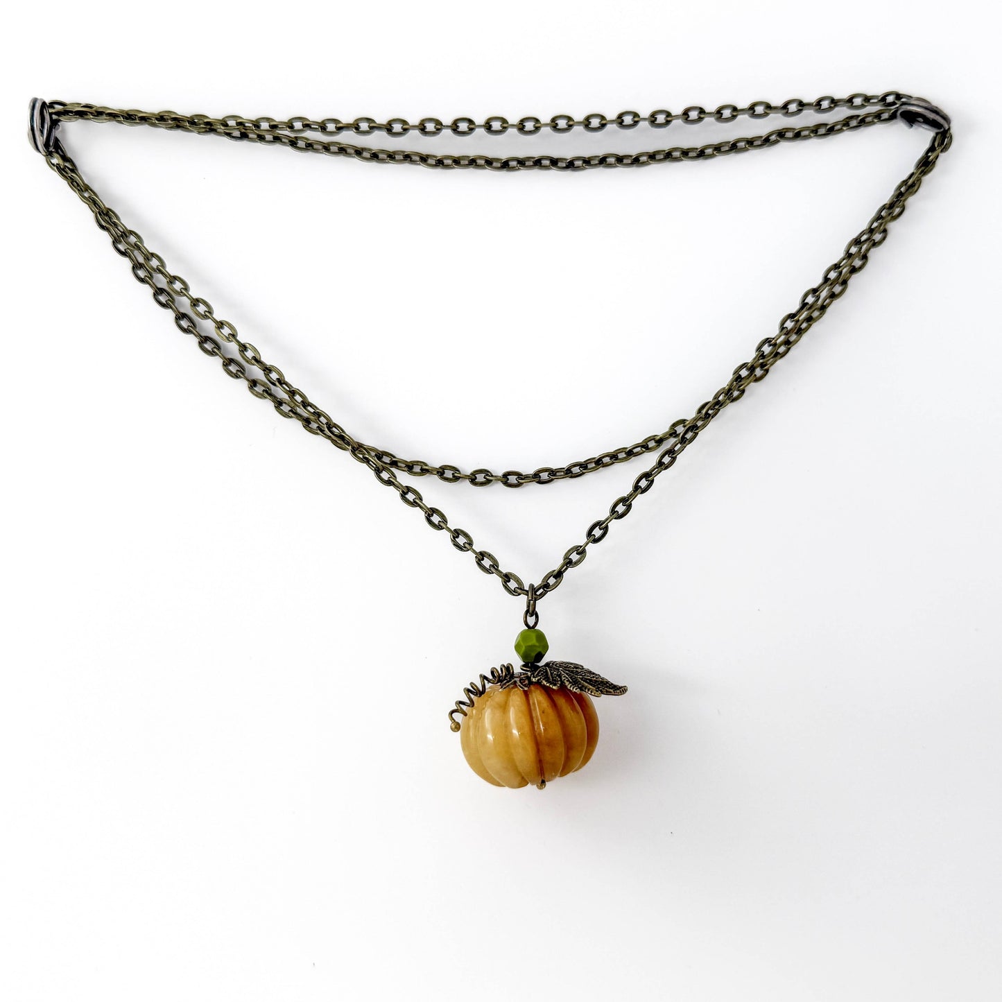 Stone Pumpkin Pendant - Natural Topaz Jade