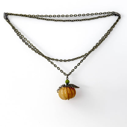 Stone Pumpkin Pendant - Natural Topaz Jade