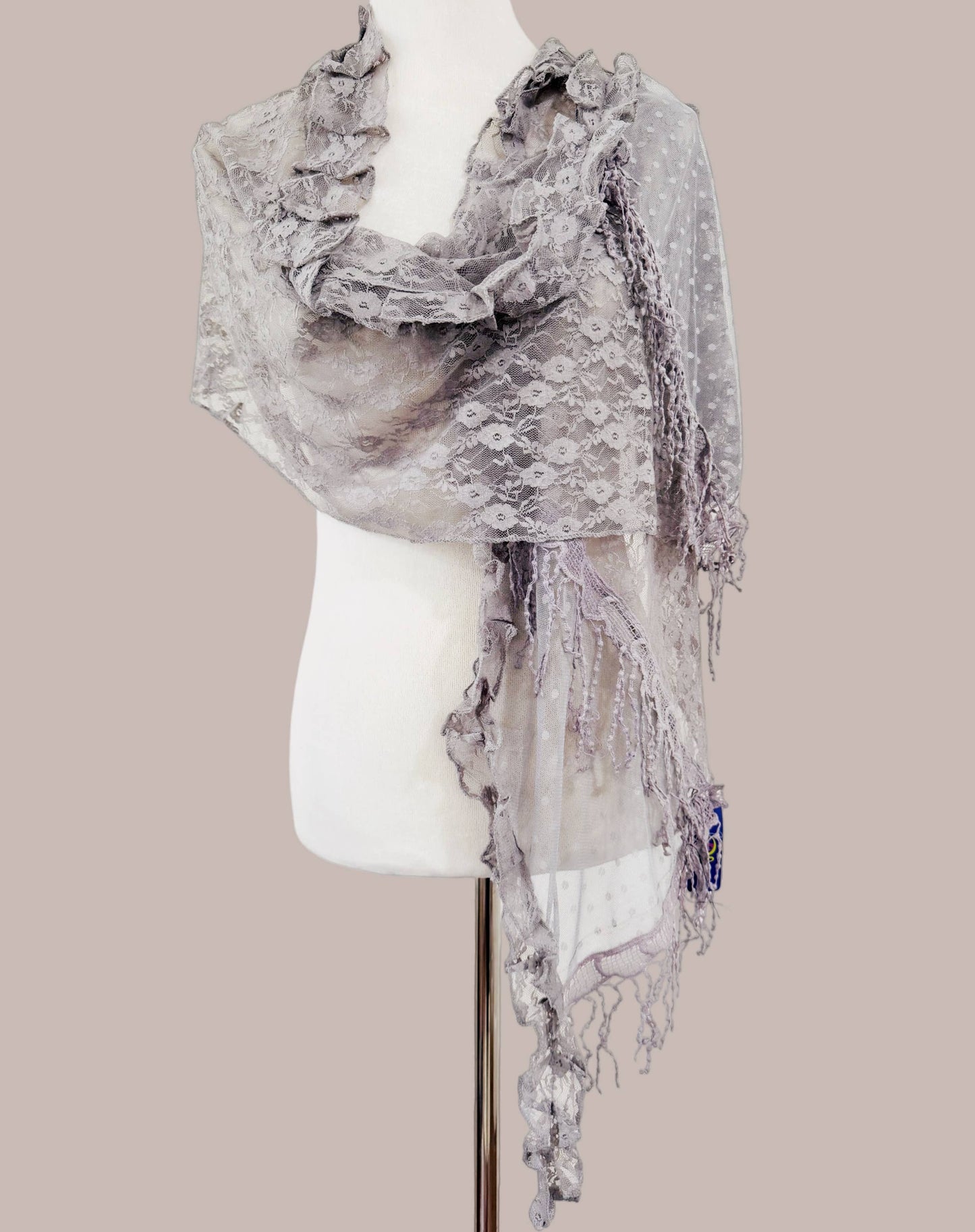 Lace Scarf Shawl – Gray