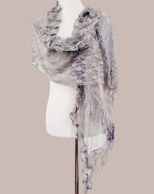 Lace Scarf Shawl – Gray