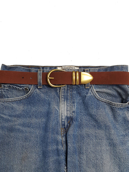 Genuine Suede Leather Belt w. buckle, loops and tip set - Sand