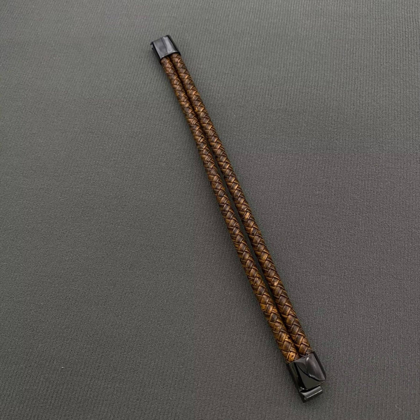 Double Layered Brown PU Leather Men's Bracelet