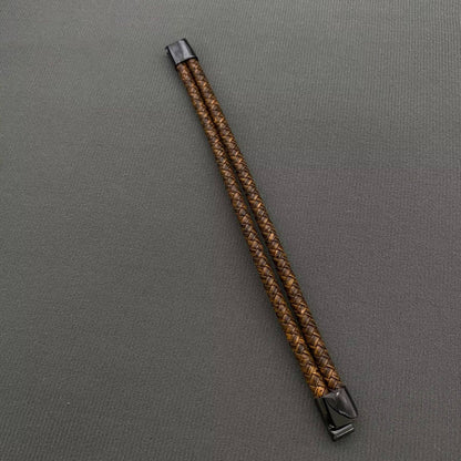 Double Layered Brown PU Leather Men's Bracelet