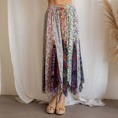 Curve Bohemian Handkerchief Maxi Skirt - Patchwork