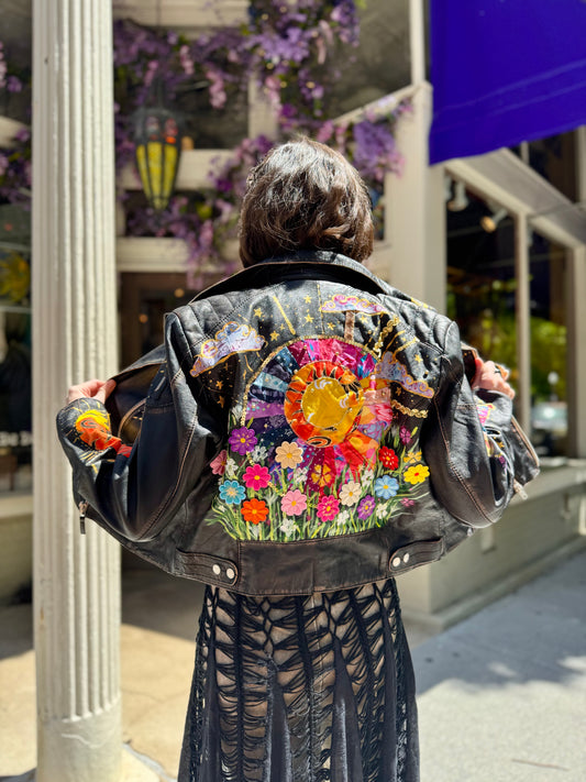 Celestial & Floral M. Leather Jacket -Debi Samuels*