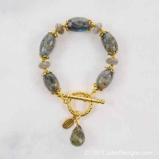 Joanie Bracelet featuring Labradorite Barrel Beads & Toggle