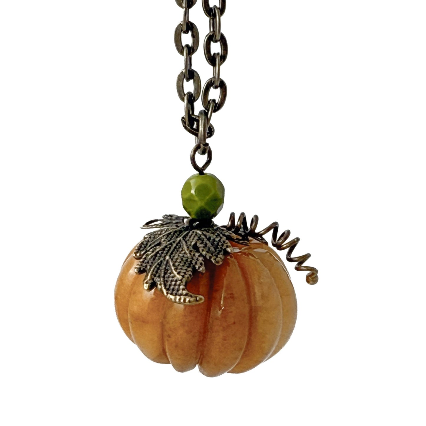 Stone Pumpkin Pendant - Natural Topaz Jade