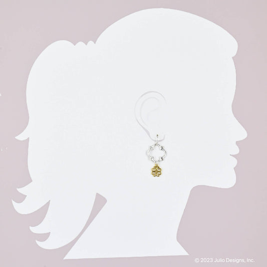 Quatrefoil Earring with Filigree- Silver with Gold Accent