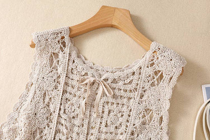 Crosa - Crochet Vintage Bohemian Vest - BEIGE