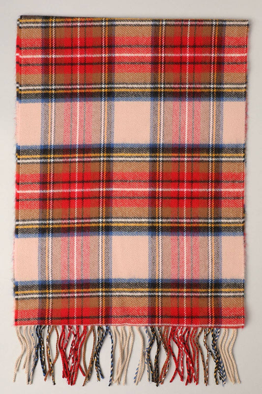 Softer Than Cashmere Tartan Plaid Muffler Scarf - Pink