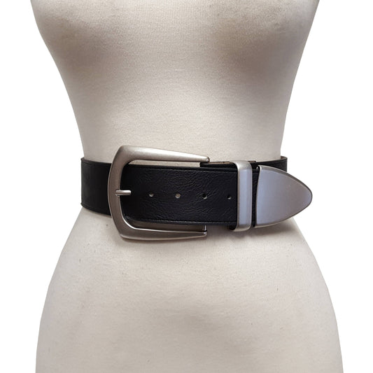 Wide width belt with Western Statement Buckle Loop Tip set - Black / S