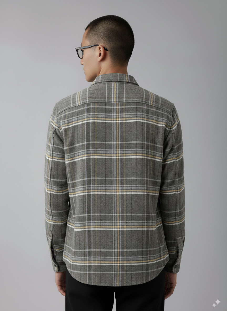 Men's Long Sleeve Flannel Shirts - Gray Plaid