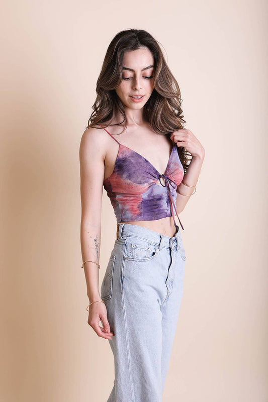 Tie Dye Keyhole Front Brami Top – Bold, Stylish, Unique🌸 - Coral Purple