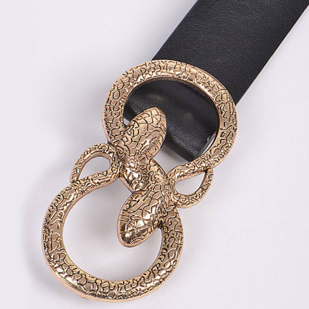Double Snake Head Buckle Belt - Black