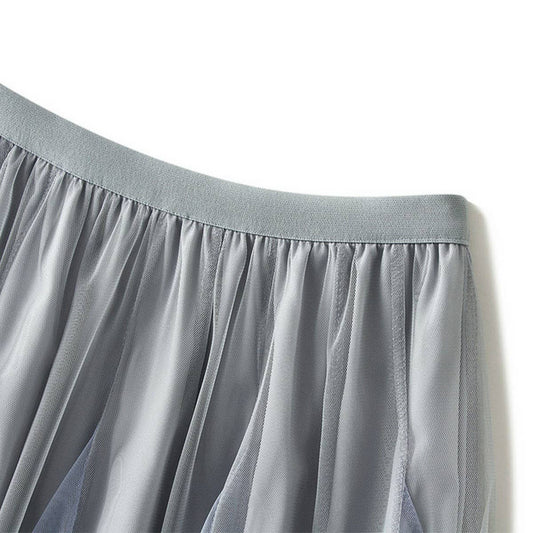 Layered Ombre Tulle Flared Maxi Skirt - multiple variants