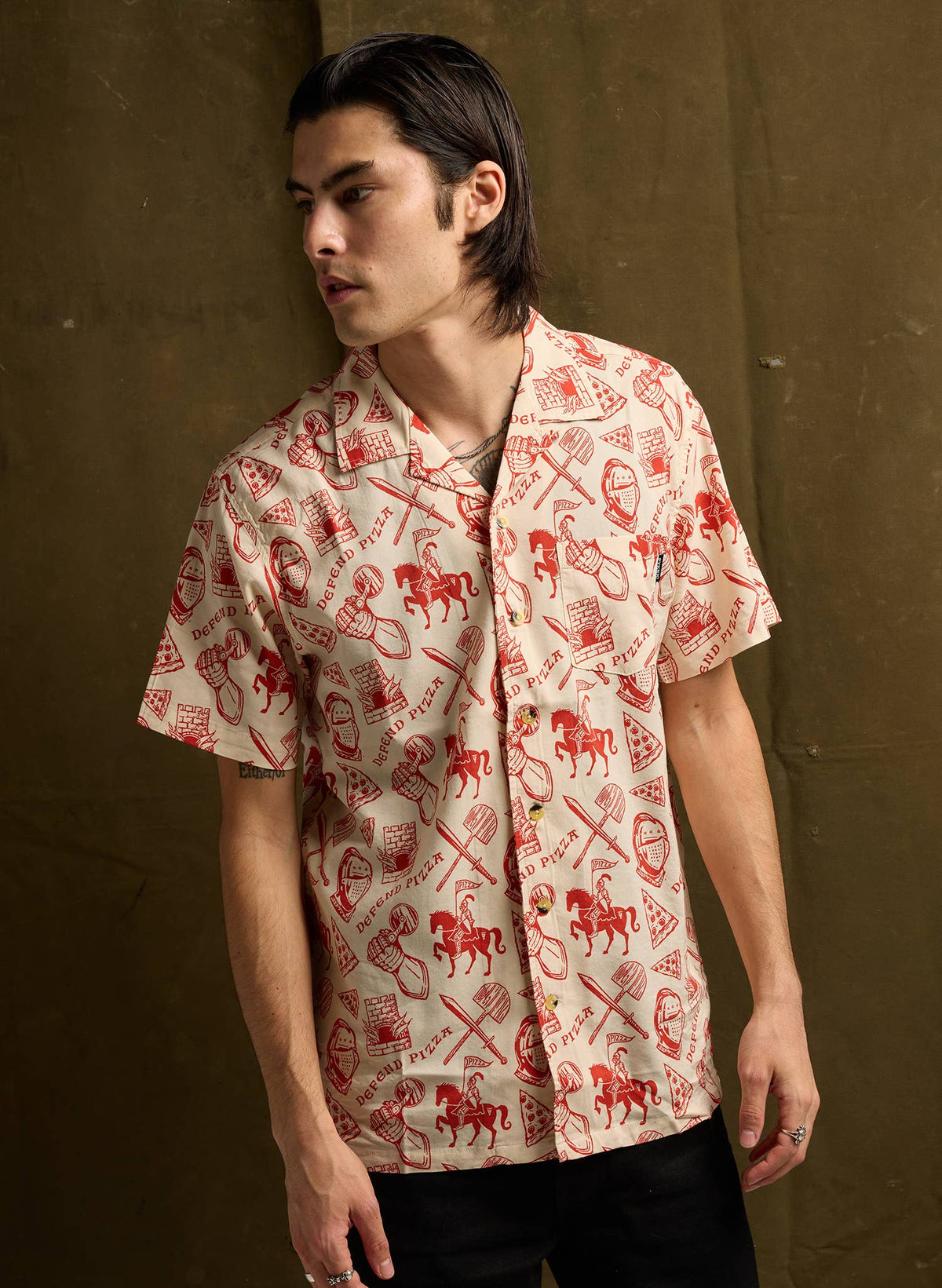 Defend Pizza Button Up