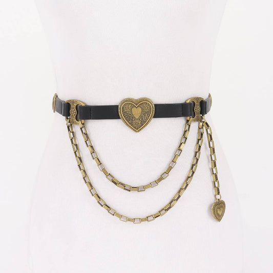 Faux Leather Multi Metal Belt - BKATG