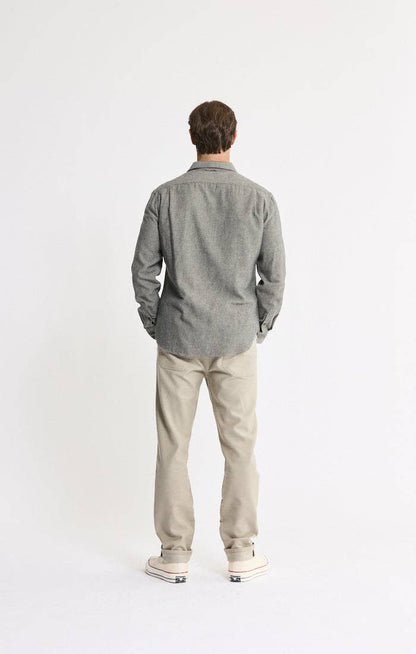 Manor Brushed Twill Flannel Shirt - Charcoal
