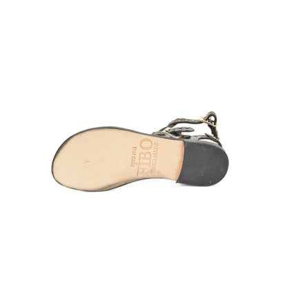 Dione Black Leather Women's Sandals