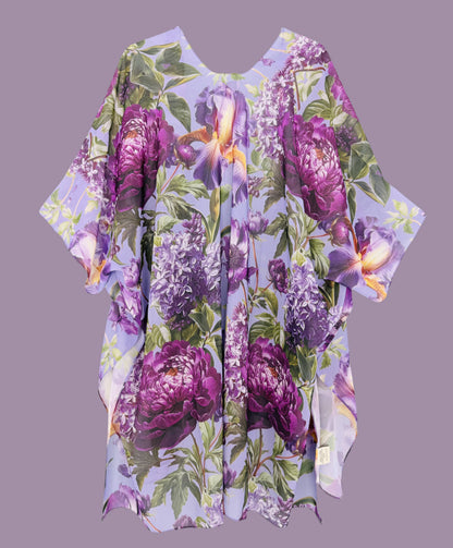 Purple Peony & Iris Kimono/Cover-Up