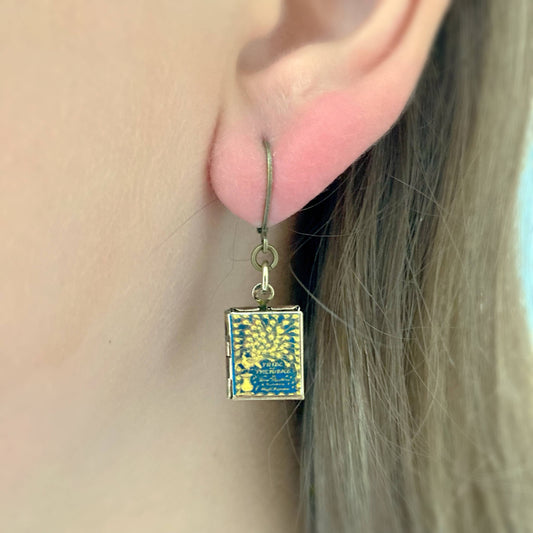 Earrings Book Locket Pride and Prejudice - Vintage Peacock